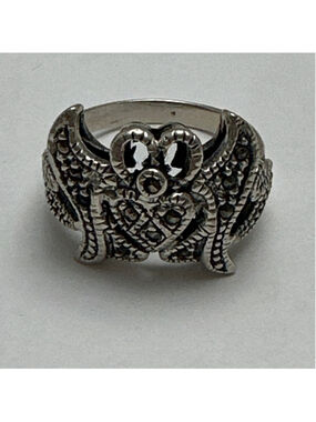 Women's Unbranded Silver Tone Marcasite Statement Ring Size 9